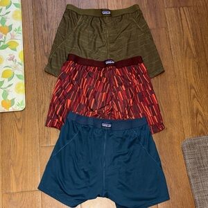 Patagonia Boxer Shorts Trio - Olive, Burgundy, Teal Size Large